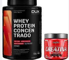 Kit Whey Protein 100% Concentrado Sabor Neutro Pote 900g Dux+ Creatina 100% de 300g-Integralmedica
