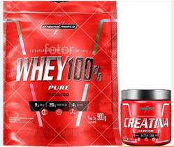 Kit Whey Protein 100% Concentrado Sache 900g Sabor Morango + Creatina de 300g-Integralmedica