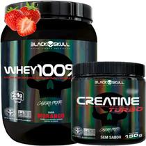 Kit Whey Protein 100 HD 450g Creatina Monohidratada Turbo 150g Black Skull Creatine para ganho de Massa Muscular e Força