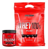 Kit whey protein 100% pure 907g refil + creatina 300g creatine integral médica