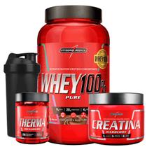 Kit Whey Protein 100% Pure Creatina Therma Shaker