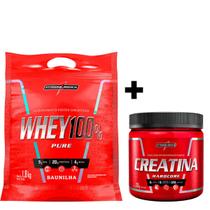 Kit Whey Protein 100% Pure Sabor Baunilha + Creatina 100% Pura Monohidratada pote 300gr