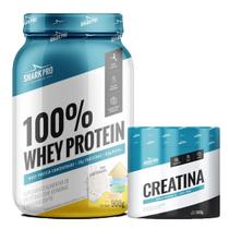 Kit Whey Protein 100% Whey Pote 900g Leitinho Shark Pro + Creatina Monohidratada 300g Shark Pro
