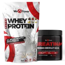 Kit Whey Protein 1,8kg + Creatina - Vita Power Para Ganho de Massa Magra