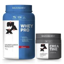 Kit Whey Protein 1kg + Creatina 100g - Max Titanium - Massa Muscular Energia Força