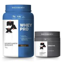 Kit Whey Protein 1kg + Creatina 300g - Max Titanium - Massa Muscular Energia Força