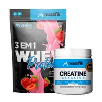 Kit: Whey Protein 3 em 1 1Kg + Creatina Monohidratada 300g - 100% Importado