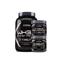 Kit Whey Protein 3W 900g + Xtreme Pré-Workout 300g + Kreat Monohidratada 300g Xpro Nutrition