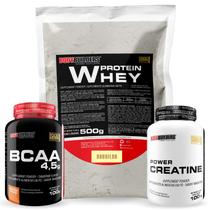 Kit Whey Protein 500g + BCAA 100g+ Power Creatina 100g - Bodybuilders