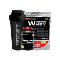 KIT Whey Protein 500g + Thermo Start Powder 120g Limão + Coqueteleira - Bodybuilders