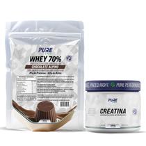 Kit Whey Protein 70% Concentrado 450g + Creatina 500g Pure