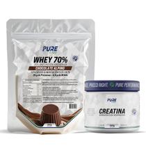 Kit Whey Protein 70% Concentrado 900g + Creatina 500g Pura