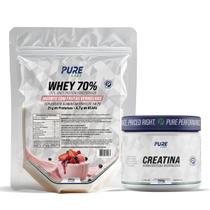 Kit Whey Protein 70% Concentrado 900g + Creatina 500g Pura