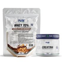 Kit Whey Protein 70% Concentrado 900g + Creatina 500g Pure