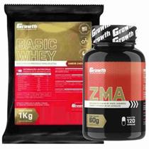Kit Whey Protein Basic 1Kg Chocolate + Zma 120 Caps Growth - Growth Supplements