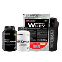 Kit Whey Protein Baunilha Creatina Glutamina Coqueteleira