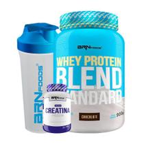 Kit Whey Protein Blend 900G Chocolate Creatina 100G + Shaker