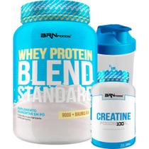 Kit Whey Protein Blend 900g + Creatine Foods 100% 300g + Coqueteleira - BRN Foods