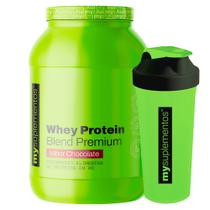Kit Whey Protein Blend Premium 900g e Coqueteleira 600ml My Suplementos Kit Whey Protein Blend Premium 900g e Coqueteleira 600ml My Suplementos