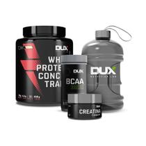 Kit whey protein chocolate + creatina + bcaa + brinde