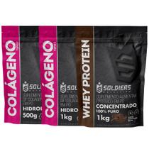 Kit: Whey Protein Concentrado 1Kg + Colágeno 2Kg - 100% Importado - Soldiers Nutrition