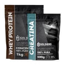 Kit: Whey Protein Concentrado 1Kg + Creatina Monohidratada 500g - 100% Importado - Soldiers Nutrition