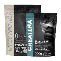 Kit: Whey Protein Concentrado 1Kg + Creatina Monohidratada 500g - 100% Importado - Soldiers Nutrition