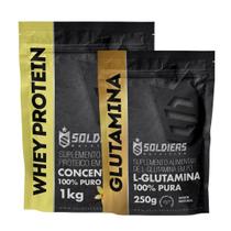 Kit: Whey Protein Concentrado 1Kg + Glutamina 250g - 100% Importado - Soldiers Nutrition