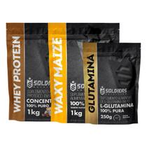 Kit: Whey Protein Concentrado 1Kg + Waxy Maize 1Kg + Glutamina 250g - Soldiers Nutrition