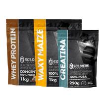 Kit: Whey Protein Concentrado 2Kg + Creatina Monohidratada 250g + Waxy Maize 1Kg - Soldiers Nutrition