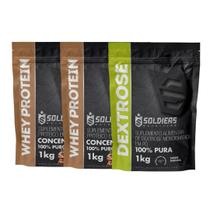 Kit: Whey Protein Concentrado 2kg + Dextrose 1kg - 100% Importado - Soldiers Nutrition