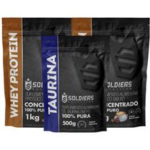 Kit: Whey Protein Concentrado 2kg + Taurina 500g - 100% Importado - Soldiers Nutrition