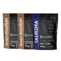 Kit: Whey Protein Concentrado 2kg + Taurina 500g - 100% Importado - Soldiers Nutrition