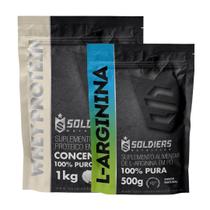 Kit: Whey Protein Concentrado 3Kg + Arginina 500g - 100% Importado - Soldiers Nutrition