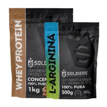 Kit: Whey Protein Concentrado 3Kg + Arginina 500g - 100% Importado - Soldiers Nutrition