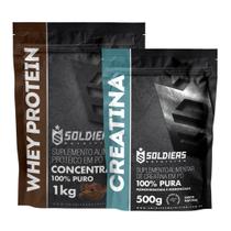 Kit: Whey Protein Concentrado 3Kg + Creatina Monohidratada 500g - 100% Importado - Soldiers Nutrition