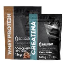 Kit: Whey Protein Concentrado 3Kg + Creatina Monohidratada 500g - 100% Importado - Soldiers Nutrition