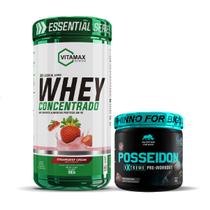 Kit Whey Protein Concentrado 880g Vitamax Com Pré Treino Posseidon 250g Nutrition For Bigs