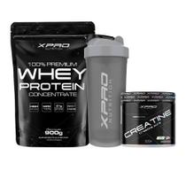 Kit Whey Protein Concentrado 900g + Creatina Pura 300g + Coqueteleira 700ml - Xpro Nutrition