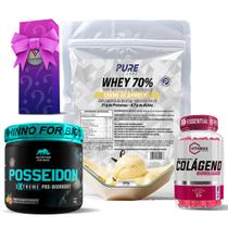 Kit Whey Protein Creme de Baunilha + Colágeno 120 Cápsulas Vitamax + Pré Treino Posseidon Kit Whey Protein Creme de Baunilha + Colágeno 120 Cápsulas Vitamax + Pré Treino Posseidon