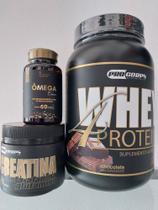 Kit - Whey protein de chocolate + creatina 100g + ômega
