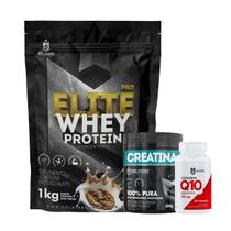 Kit: Whey Protein Elite-Pro 1kg + Creatina Monohidratada Pote 300g + Coenzima Q10 100mg - Soldiers Nutrition