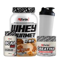 Kit Whey Protein Gourmet + Creatina 300g + BCAA 100 cáps + Coqueteleira - FN Forbis Nutrition Kit Whey Protein Gourmet + Creatina 300g + BCAA 100 cáps + Coqueteleira - FN Forbis Nutrition