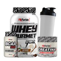 Kit Whey Protein Gourmet + Creatina 300g + BCAA 100 cáps + Coqueteleira - FN Forbis Nutrition