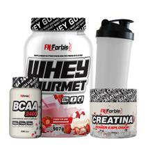 Kit Whey Protein Gourmet + Creatina 300g + BCAA 100 cáps + Coqueteleira - FN Forbis Nutrition