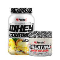 Kit Whey Protein Gourmet Pote 907g + Creatina Power Explosion Sem Sabor 300g - FN Forbis Nutrition