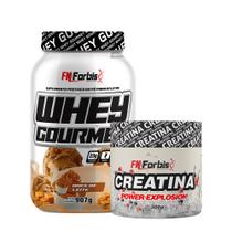 Kit Whey Protein Gourmet Pote 907g + Creatina Power Explosion Sem Sabor 300g - FN Forbis Nutrition
