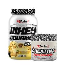 Kit Whey Protein Gourmet Pote 907g + Creatina Power Explosion Sem Sabor 300g - FN Forbis Nutrition