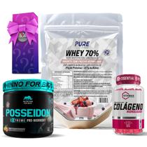 Kit Whey Protein Iogurte C/Frutas + Colágeno 120 Cápsulas Vitamax + Pré Treino Posseidon Kit Whey Protein Iogurte C/Frutas + Colágeno 120 Cápsulas Vitamax + Pré Treino Posseidon