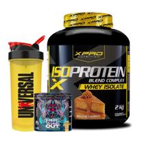 Kit Whey Protein Iso Blend Complex 2kg/Coqueteleira/Pré Treino 300g XPro Nutrition